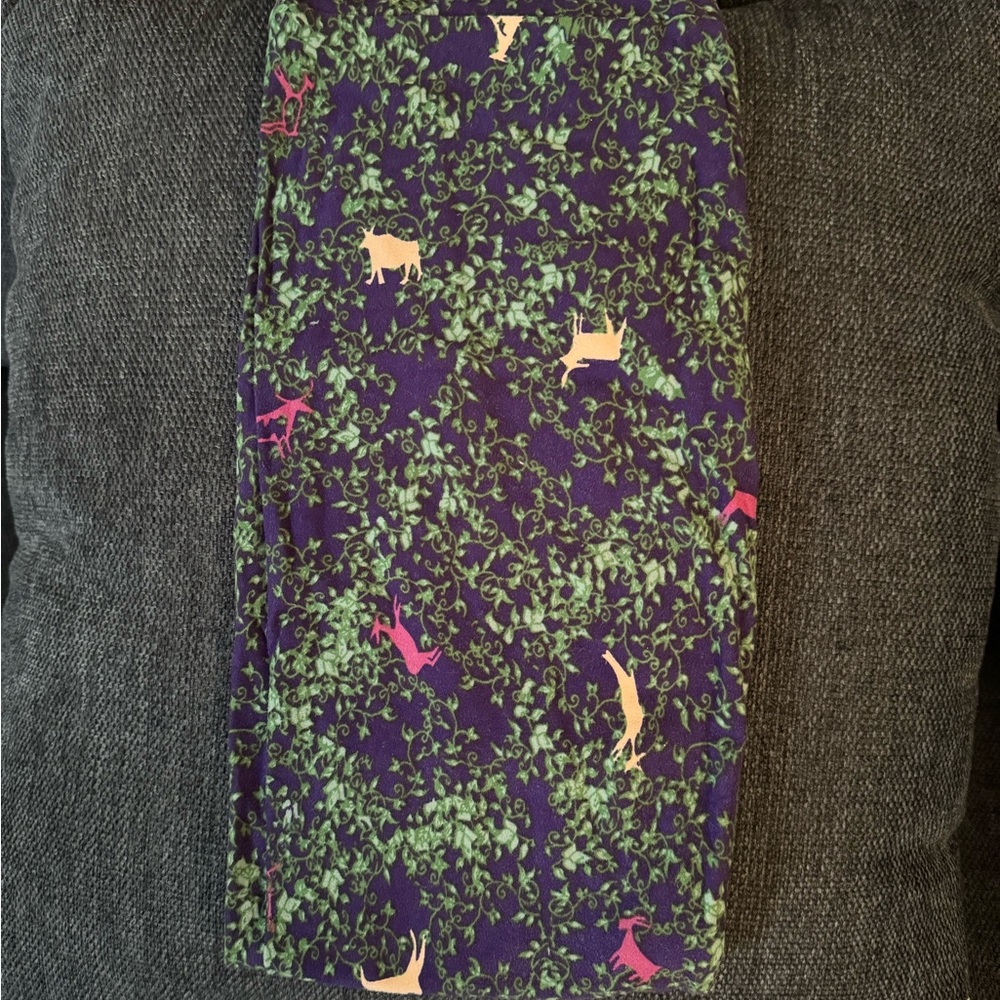 Lularoe Multi-colored deer in forest leggings